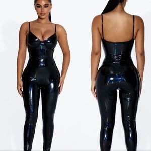 NWT! Naked Wardrobe the vinyl bustier bodysuit and leggings